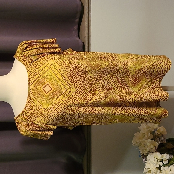 Anne Klein Gold Patternwd Top - Ladies XL - Picture 2 of 8